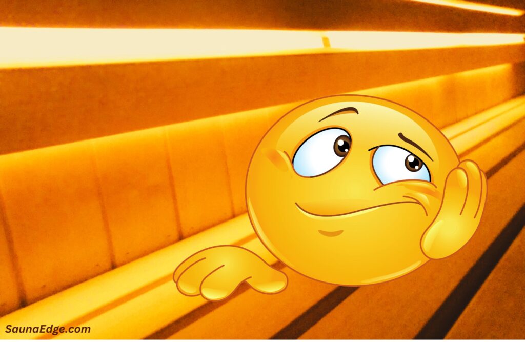 Bored emoji in my sauna downstairs.